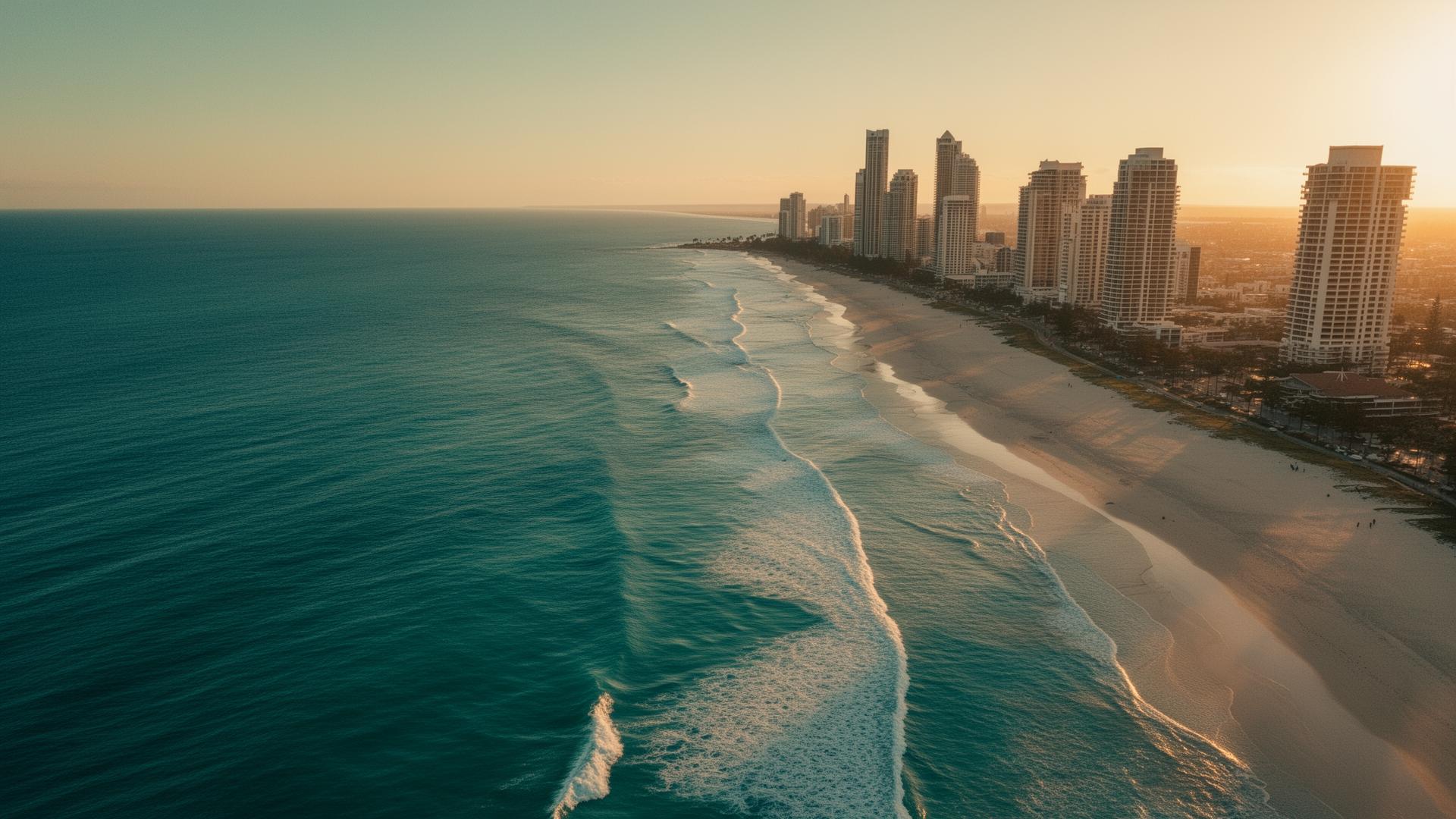 Gold Coast skyline at golden hour